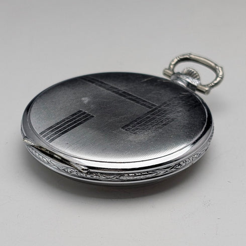 古董瑞士 LANCO 懷錶裝飾藝術合金錶殼,運作良好